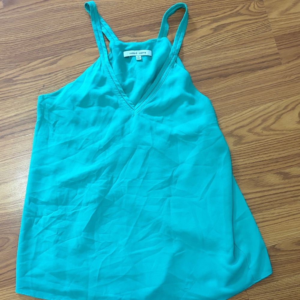 Naked Zebra Turquoise V-Neck Tank Top